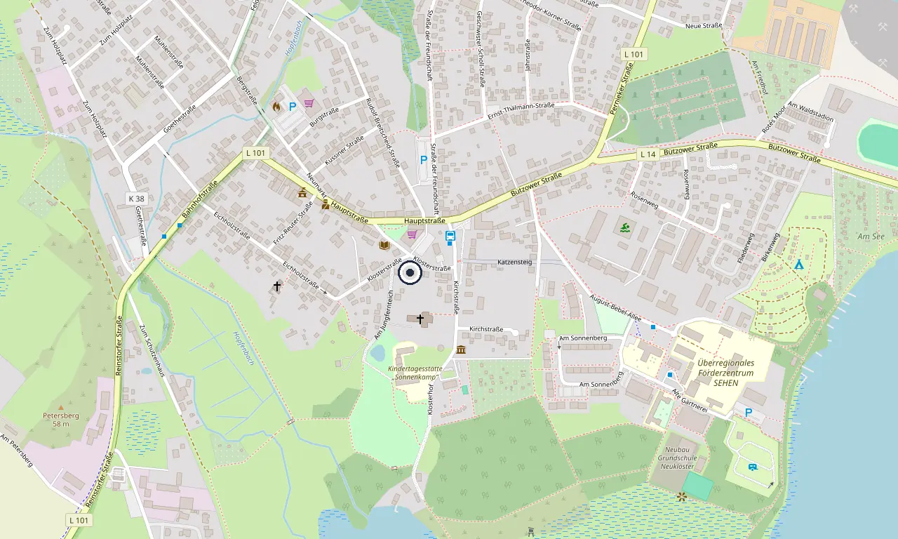 Stadtplan von Neukloster mit der Lage der Praxis